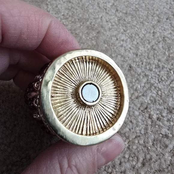 Rhinestone Crown Trinket Box Purple Crystal Gold Tone Jewelry Holder Royal - Picture 6 of 14